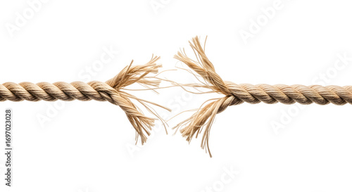 A broken rope stretched tight and stressed 