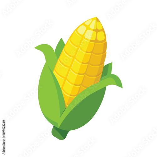 3D Cartoon Corn on White Background