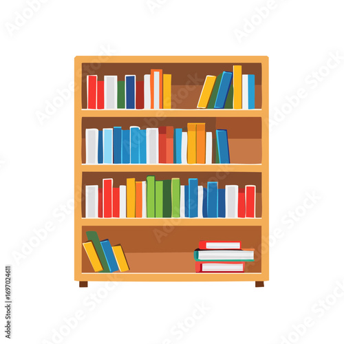 A bookcase with numerous books, perfectly organized and ready for reading. It represents knowledge and the joy of books