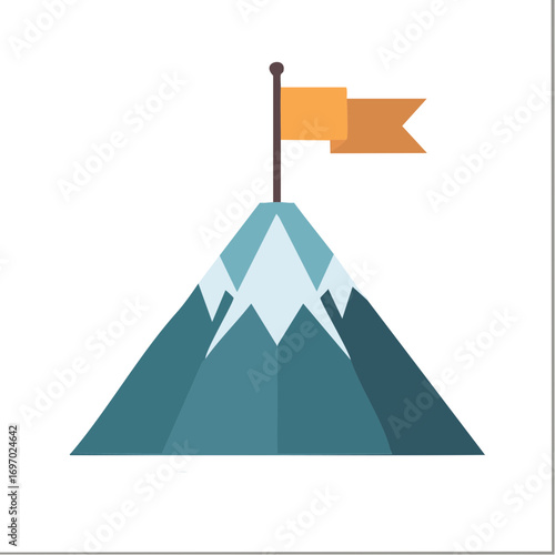 An illustration of a mountain with a flag at its peak, symbolizing goals and achievements