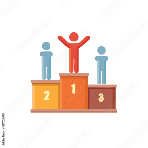 Winner on a podium celebrating triumph and accomplishment