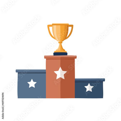 Podium with Golden Trophy: A symbol of achievement and recognition, perfect for illustrating success