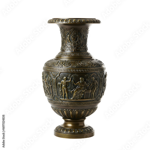 antique bronze vase isolated on white background