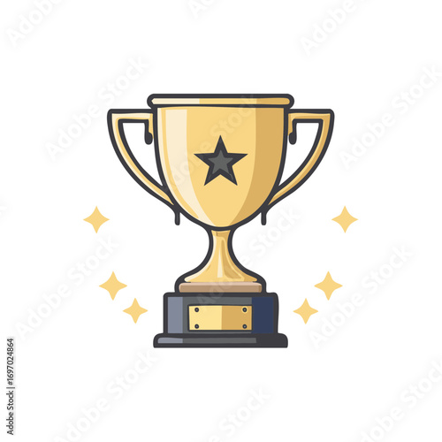 A golden trophy with a star, symbolizing success and achievement. The trophy has a classic design, with a star in the middle.