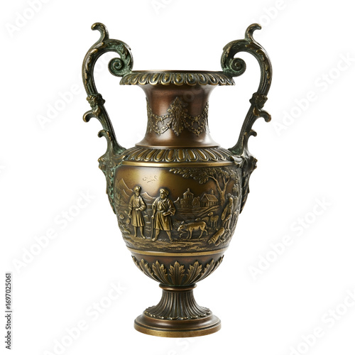 antique bronze vase isolated on white background