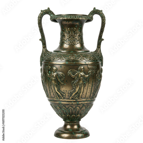 antique bronze vase isolated on white background