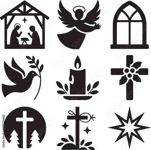 Christian Christmas Icon Symbol Collection