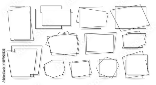 Collection of geometric shapes and frames with overlapping outlines design