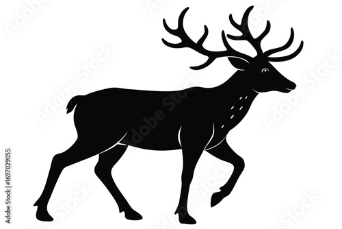 walking reindeer silhouette vector art