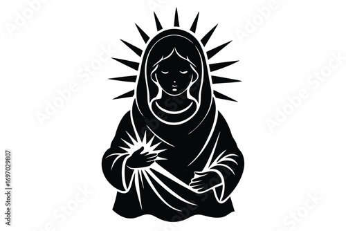 baby jesus silhouette vector art
