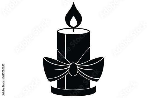 candle with bow silhouette vector art