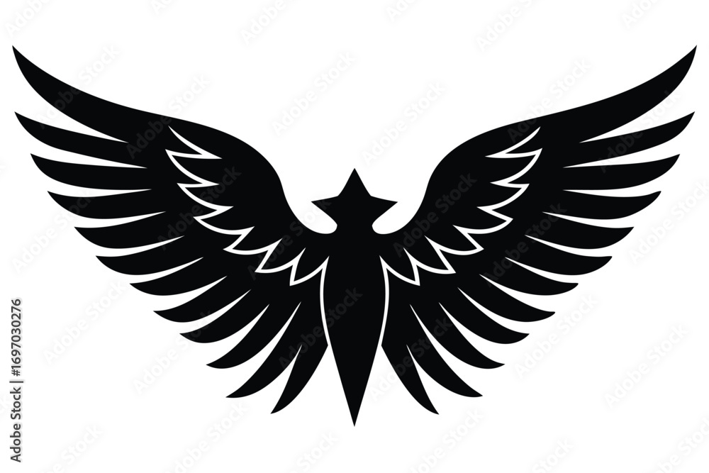 Fototapeta premium christmas angel wings silhouette vector art
