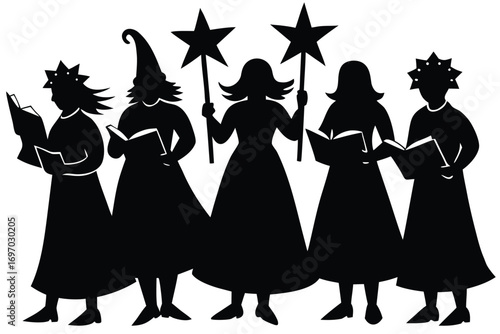 carol singers silhouette vector art