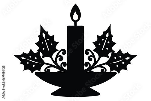 christmas candle holder silhouette vector art