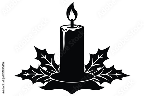 christmas candle silhouette vector art