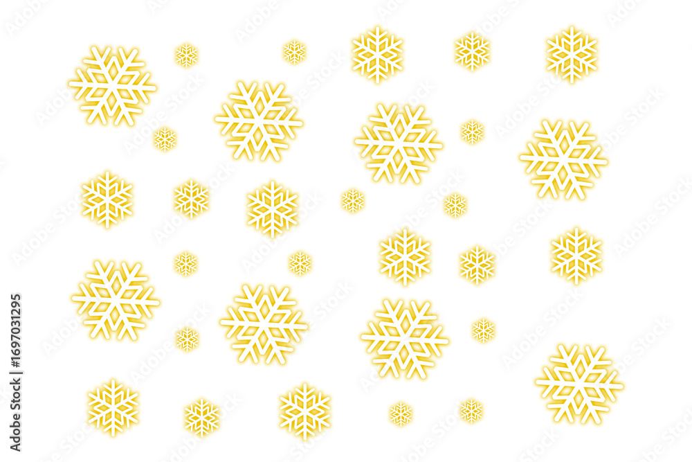 Yellow and white snowflakes on black background Yellow and white snowflakes on black background