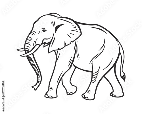 Elegant African Elephant Outline Illustration for Creative Designs and Educational Resources for Wildlife and Conservation Projects