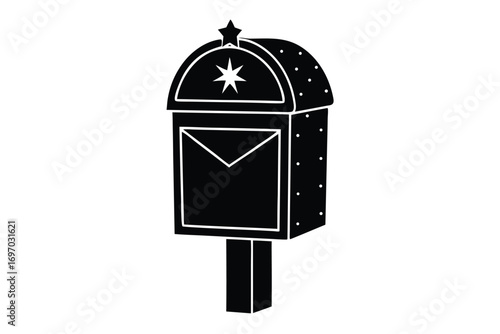 christmas postbox silhouette vector art