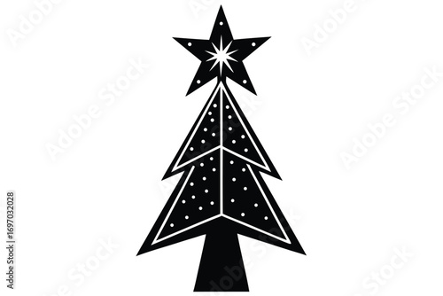 christmas tree star topper silhouette vector art