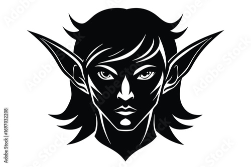 elf face silhouette vector art