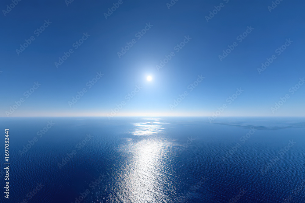 Obraz premium aerial view mesmerizing surface of ocean glistening under radiant sunlight