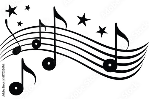 festive music notes silhouette vector art