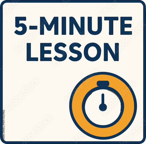 5-minute lesson card with minute timer chip illustration