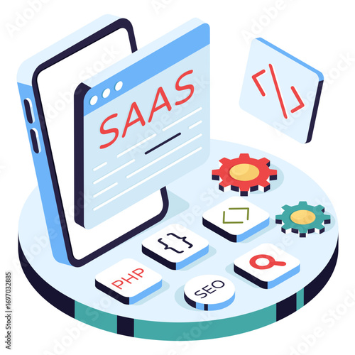 A premium download illustration of saas website