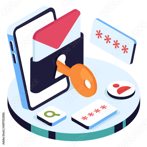 Conceptual isometric design illustration of secure mail