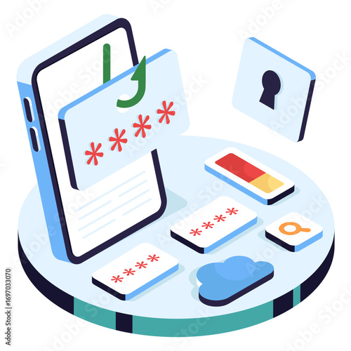 An editable design illustration of password phishing