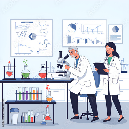 Lab Technicians Conducting Experiments in a Scientific Laboratory