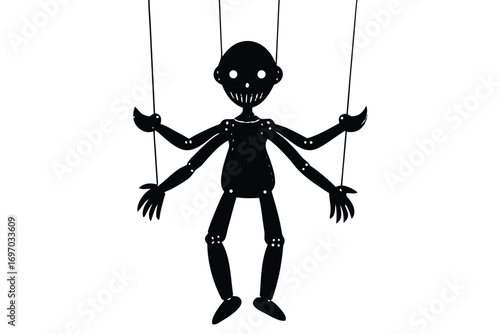 marionette toy silhouette vector art