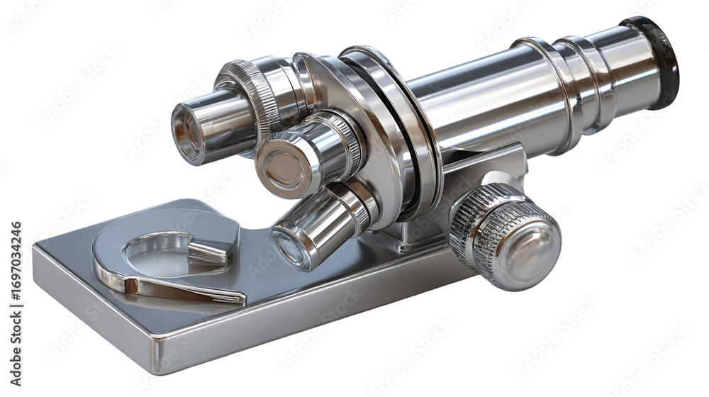 Fototapeta premium Polished Microscope for Scientific Discovery and Laboratory Research