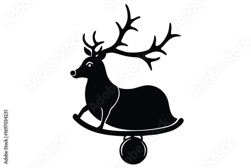 reindeer sleigh bell silhouette vector art