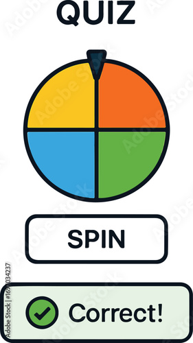 Snackable quiz spinner one question instant feedback illustration