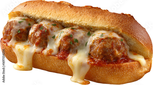 Juicy Meatball Sub Loaded with Melted Cheese and Savory Sauce