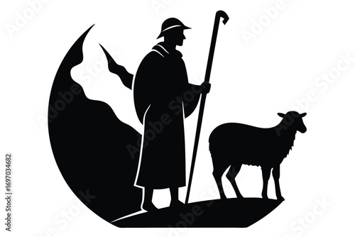 shepherd silhouette vector art