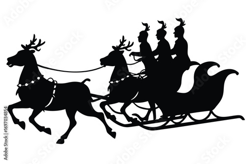 sleigh runners silhouette vector art