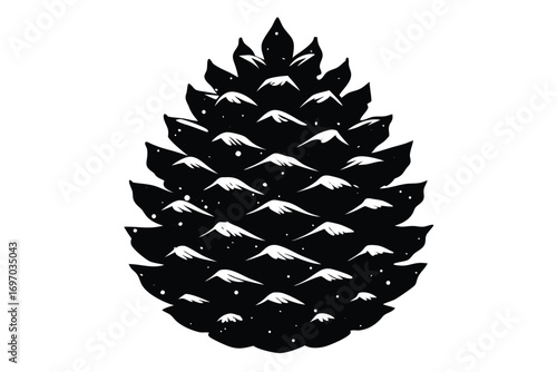 snow covered pinecone silhouette vector art