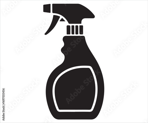 Silhouette of spray bottle cleaner icon, household detergent container illustration, cleaning product design, sanitation tool, disinfectant sprayer, hygiene symbol, housework equipment, and domestic s
