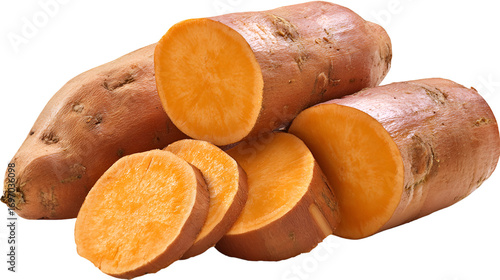 Fresh Sweet Potato Whole and Sliced for Cooking