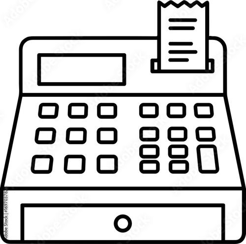 Black and white illustration of cash register