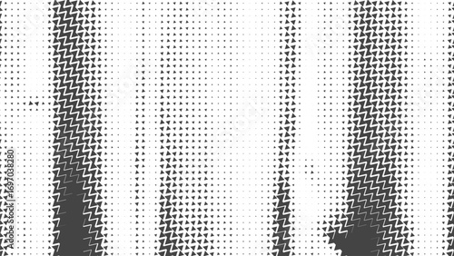 Abstract monochrome halftone dots forming vertical stripes and soft gradient on white vector backdrop modern minimal graphic texture for posters banners covers and design