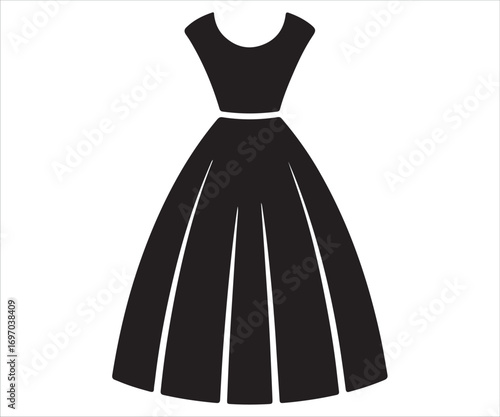 Silhouette of elegant evening gown dress fashion illustration