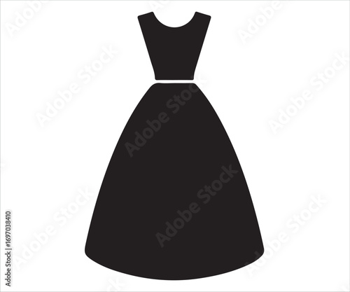 Silhouette of elegant dress fashion design, evening gown illustration, feminine clothing symbol, classic outfit, apparel concept, stylish wardrobe, textile design, women’s wear, boutique couture, garm