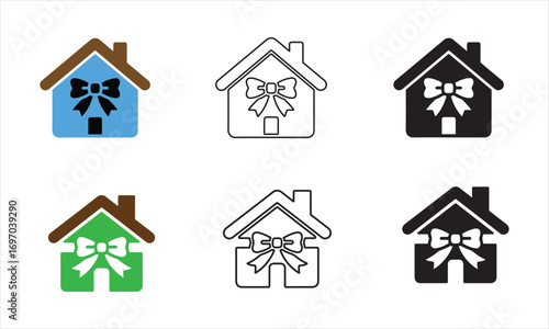 A vector illustration set of real estate icons featuring house and building symbols for web design