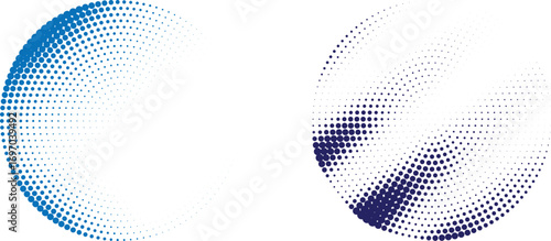 Abstract halftone circles with blue purple and green gradients representing global technology and digital communication vector