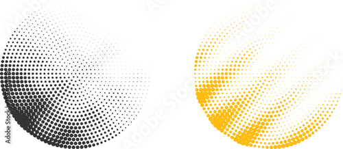 Abstract halftone circle pattern and vibrant bokeh light effect creating a dynamic artistic composition with a modern aesthetic vector