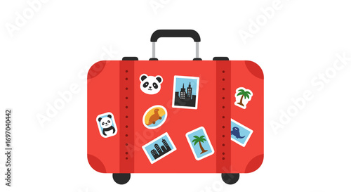 Fun Travel Vector Collection – Luggage, Airport, Airplane and Vacation Icons on White Background