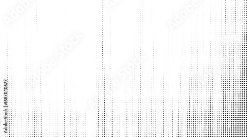 Abstract monochrome halftone dots forming vertical stripes and soft gradient on white vector backdrop modern minimal graphic texture for posters banners covers and design